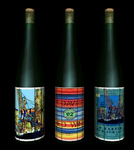 Trio of wine bottles in VRML-2