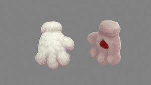 3D model cartoon white cat claw glove