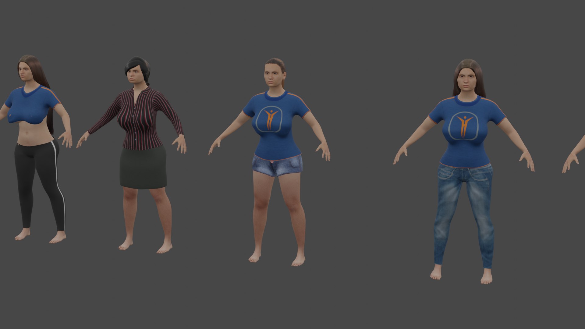 3D Various Large Breasted Women - TurboSquid 2082445