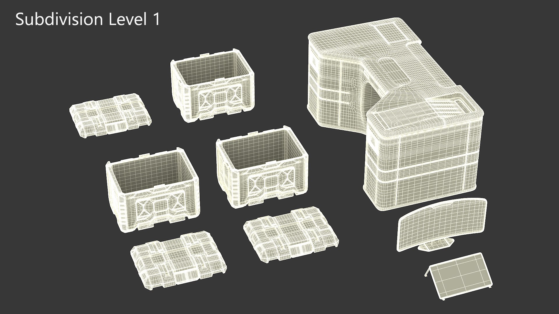 Sci-Fi Command Console With Storage Crates 3D - TurboSquid 2349933
