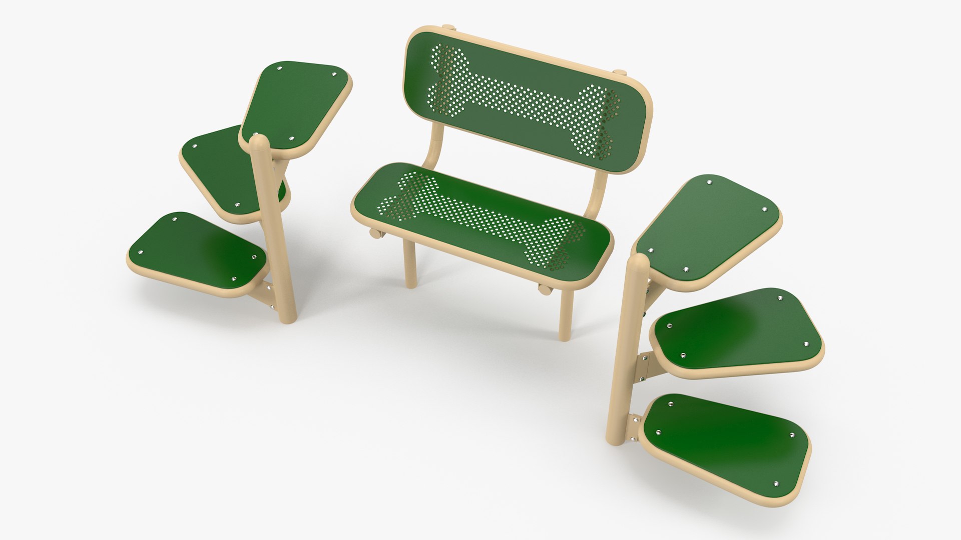 Dog Park Pal Bench Green 3D model preview