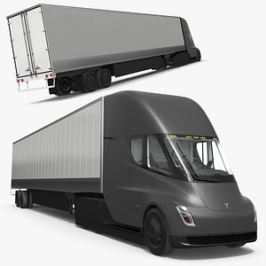 Tesla Semi Electric Road Truck with Trailer Connected 3D model