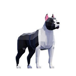 3D Low Poly Pitbull Dog Pack