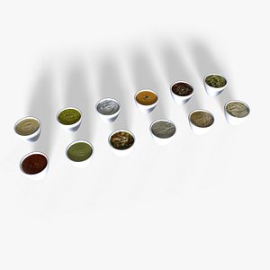 3D Food In a plate sauces pack model