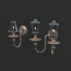 3D Low Poly Wall Lamp Set