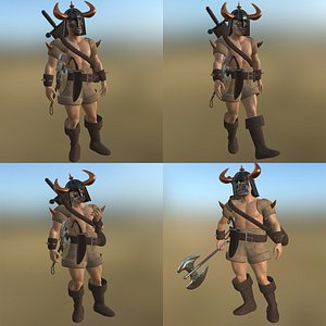 barbarian pose pbr 3D model