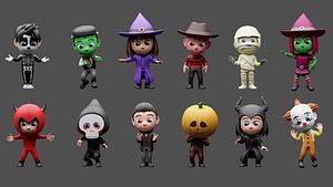 Cartoon kids 3 02 in halloween costumes