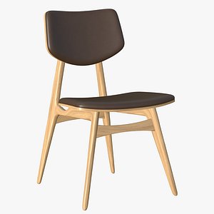 Wooden Dining Chair Leather 3D model