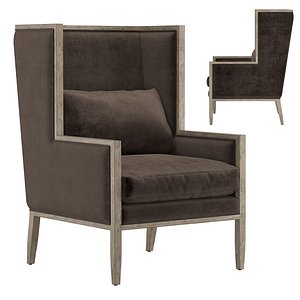 3D FRENCH CONTEMPORARY TRACK ARM WINGBACK CHAIR model
