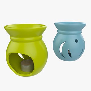 Ceramic Aroma Lamp with Candle Low High Poly 3D model