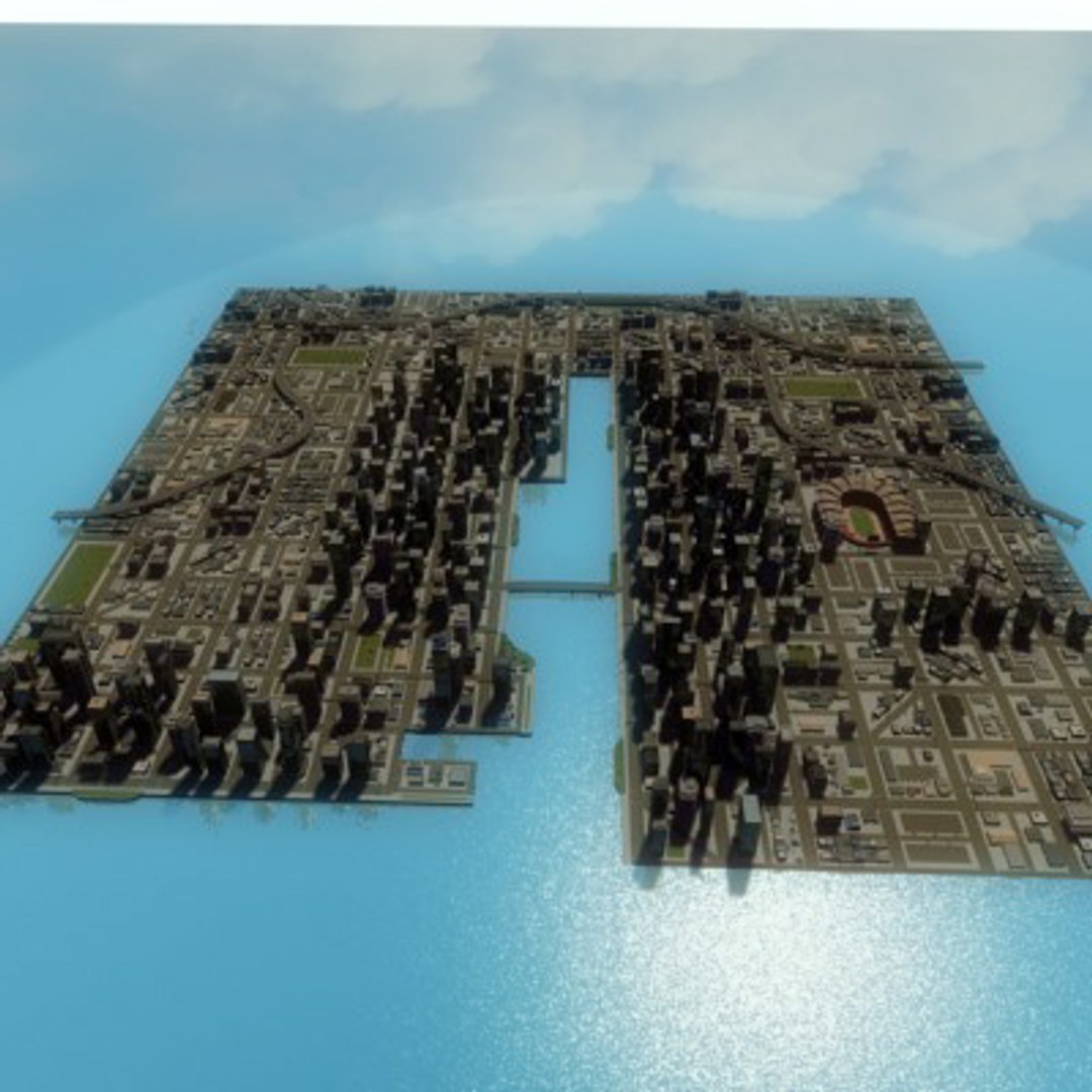 3d Model Multi City Building Highways