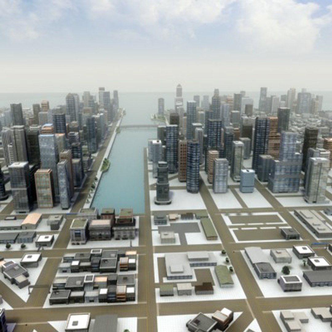 3d Model Multi City Building Highways