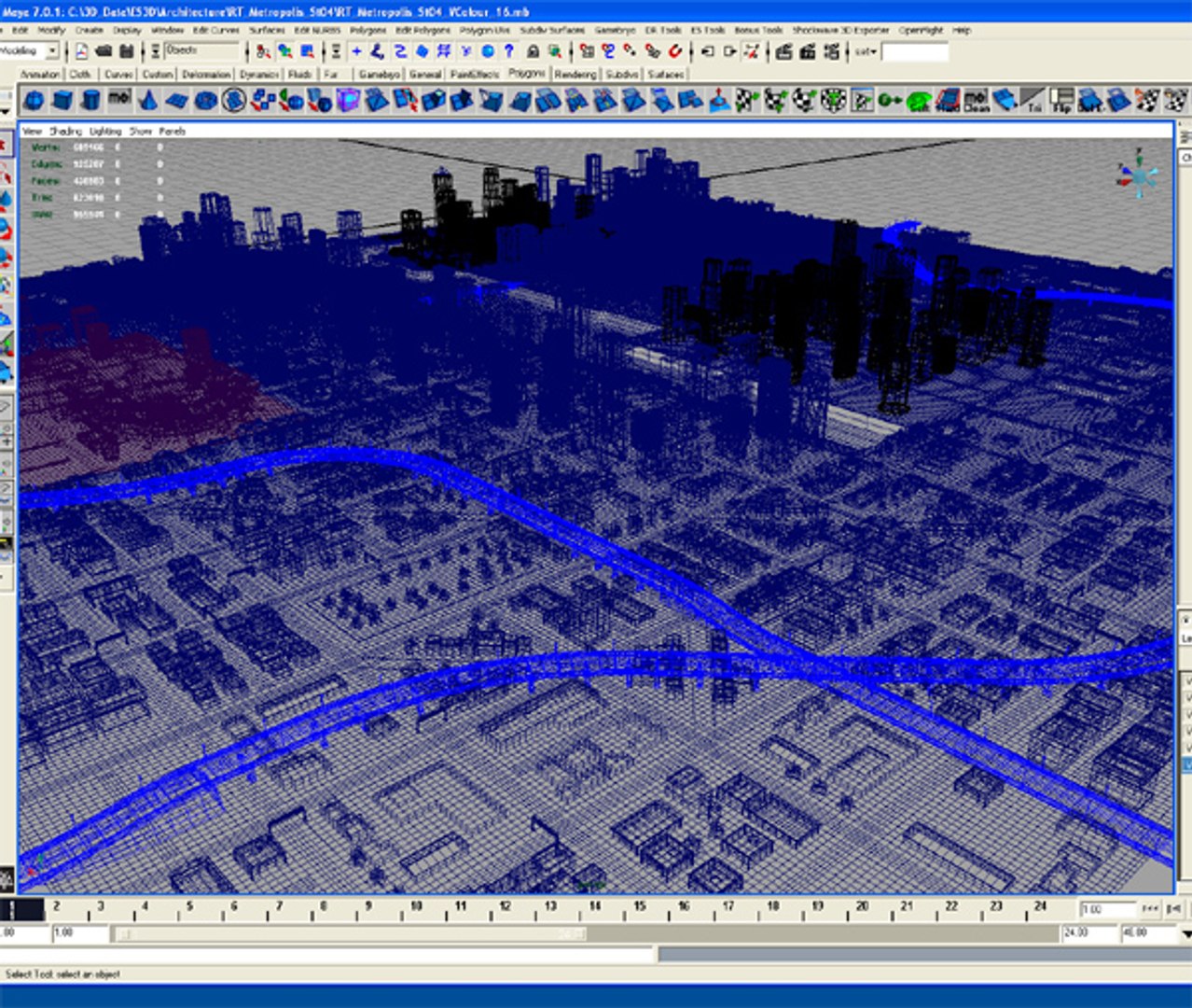 3d Model Multi City Building Highways