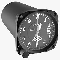 Cylindrical Aircraft Altimeter Mechanical Dial Black