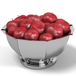 red apple bowl silver apples fruits