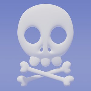 Cartoon Skull and Crossbones 3D model