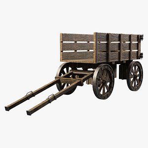 Medieval Wooden Cart-2 3D model