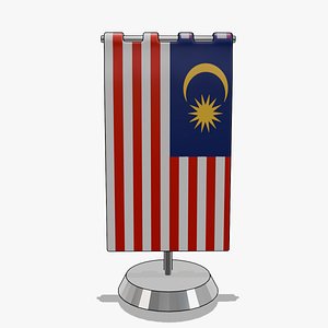 Tabletop Flag stand Malaysia 3D model