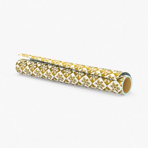 3d wrapping paper rolls gold model