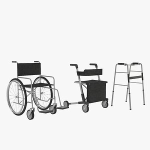 Walkers and wheel chair 3D model