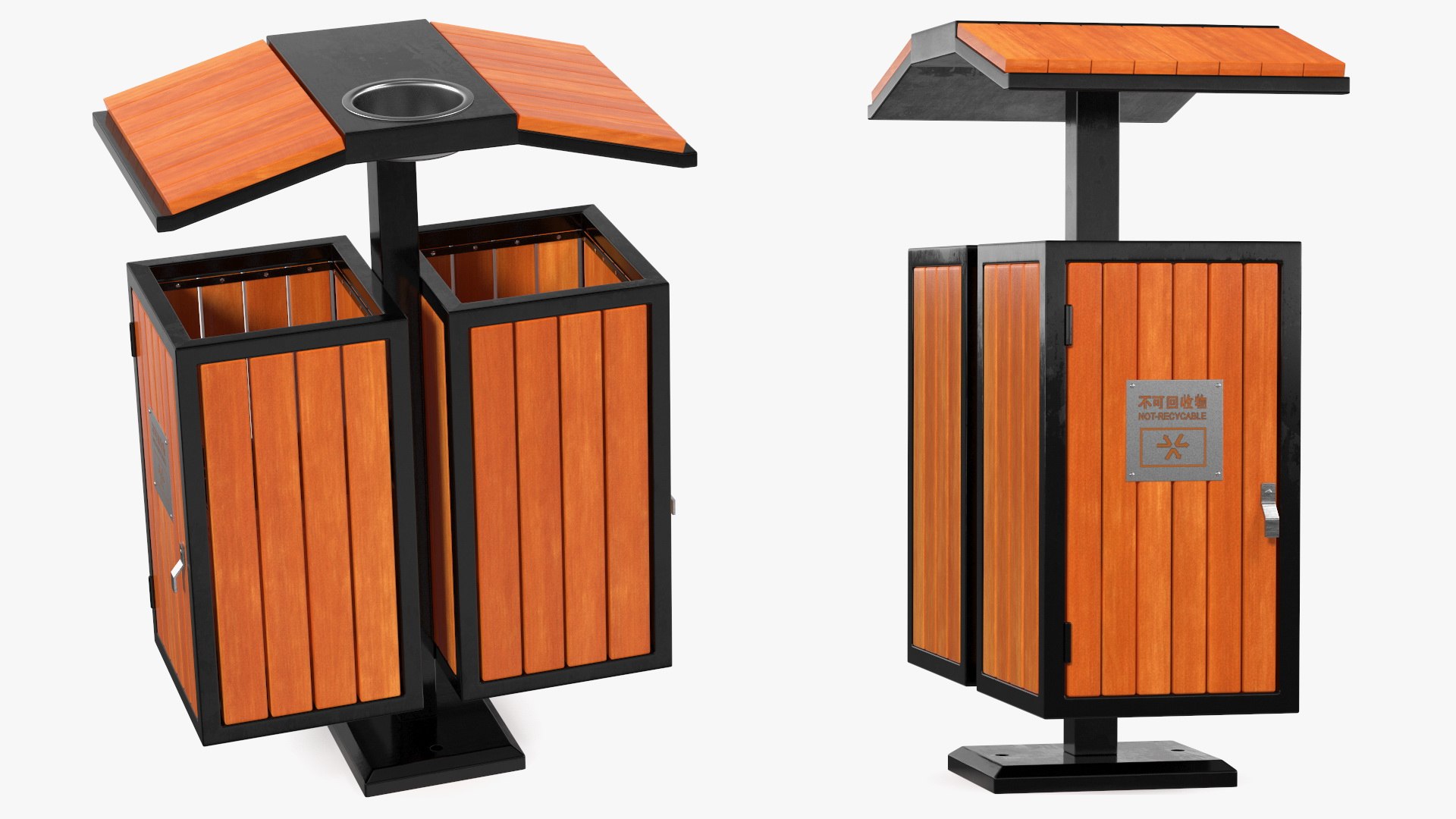 3D Dual Square Trash Recycle - TurboSquid 1713268