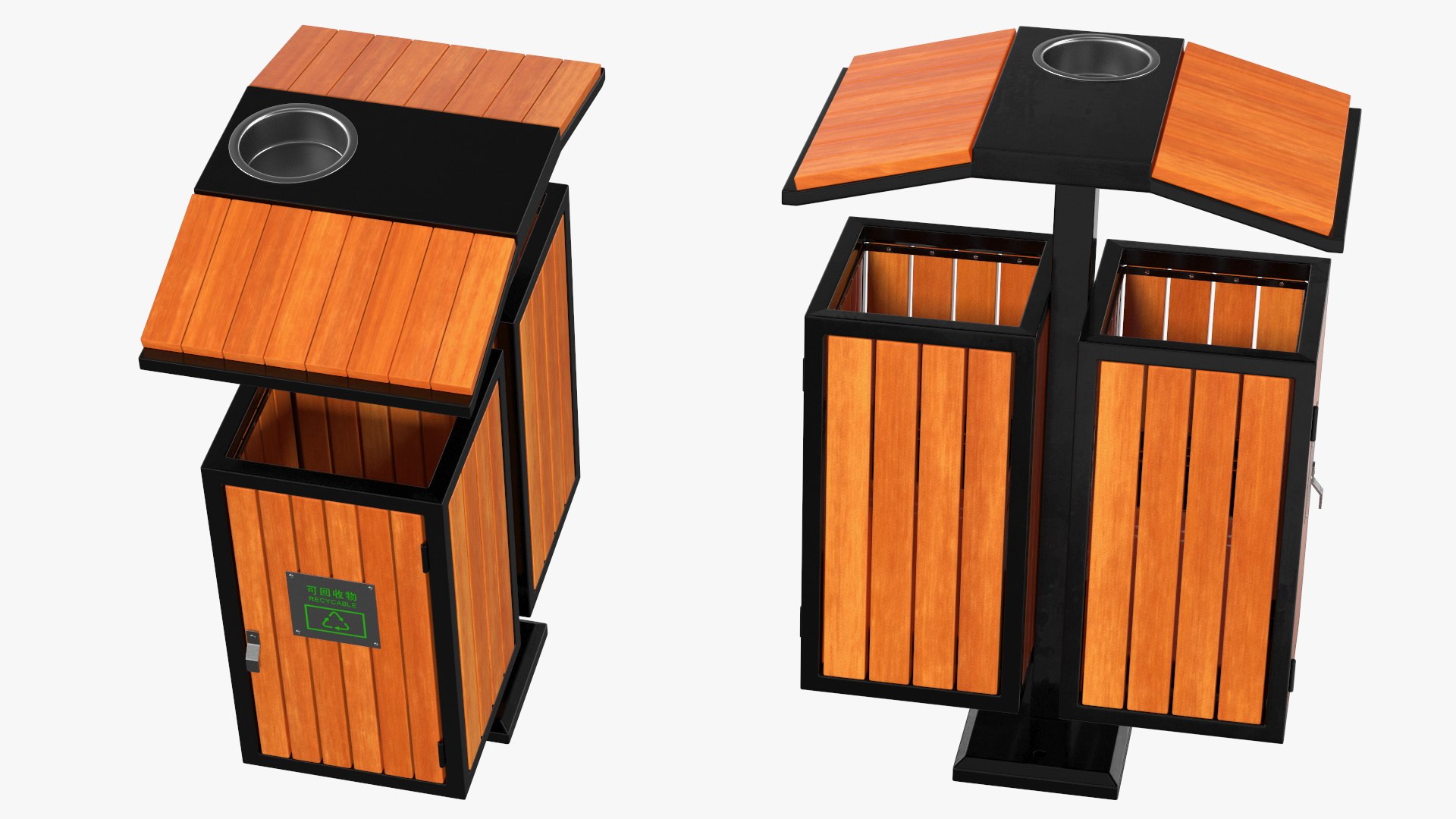 3D Dual Square Trash Recycle - TurboSquid 1713268