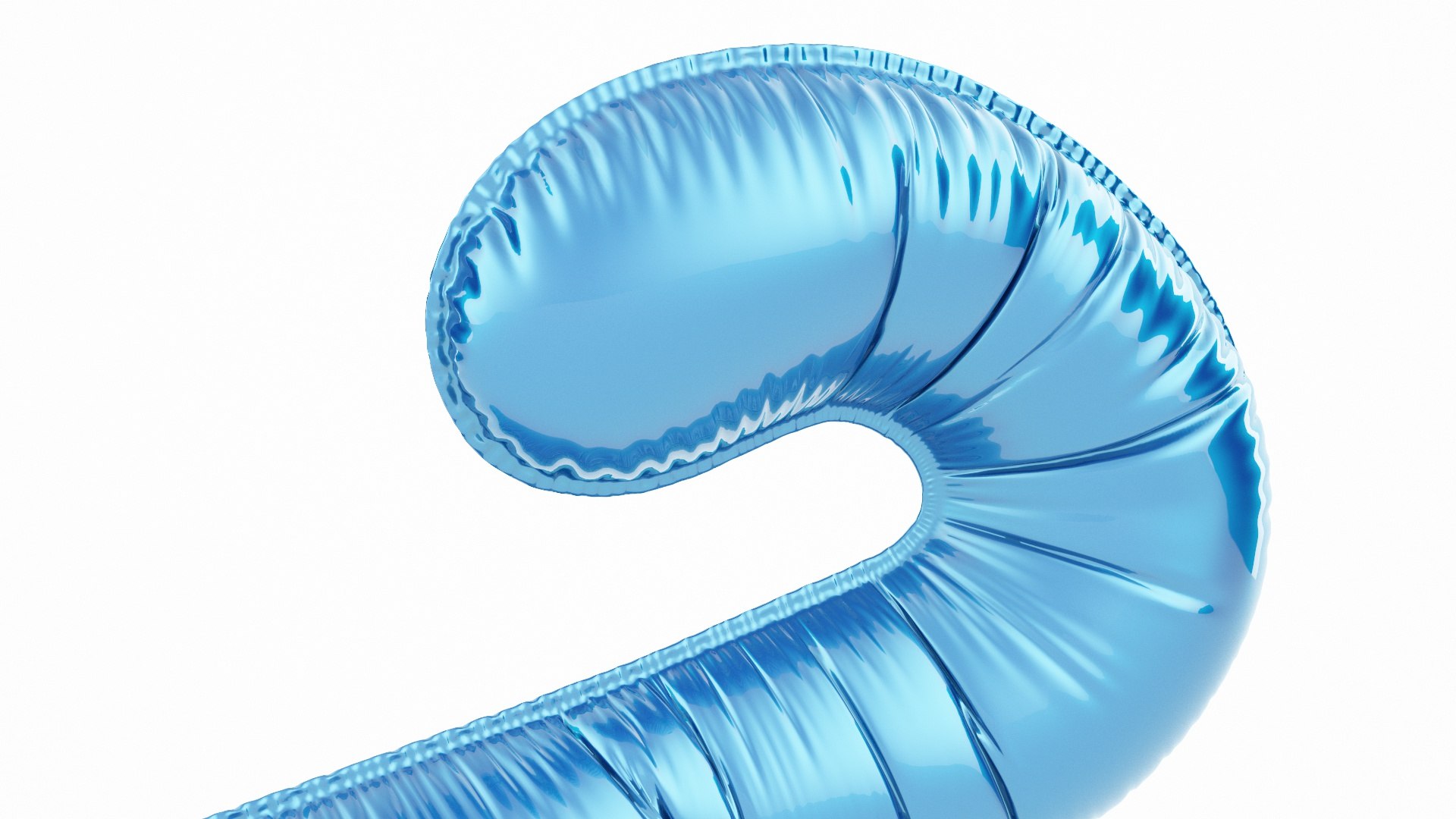 3D Shiny Foil Balloon Number 2 Model - TurboSquid 2143380