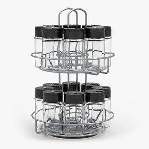 Round Spice Organizer with Empty Jars 3D model