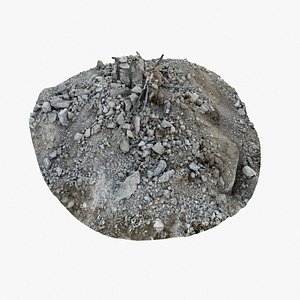 Gravel Concrete 03 - 3D photogrammetry model scan of pile of Concrete Pieces with electric pipe 3D model