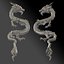 silver chinese dragon rigged 3D model