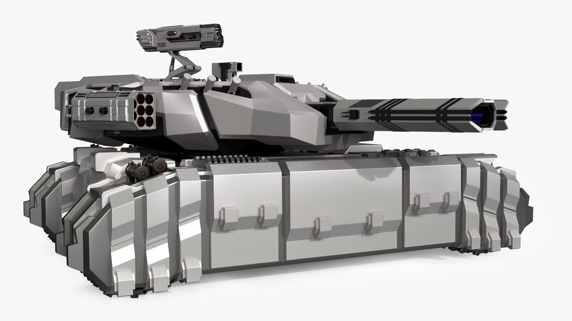 Fantastic Heavy Tank White Rigged 3D model preview