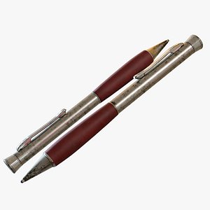 Old Worn Ballpoint Pen with Red Handle