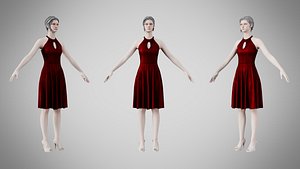 3D Dress 23 Burgundy Velvet