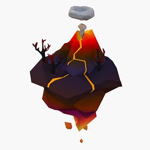 cartoon volkano island 3D