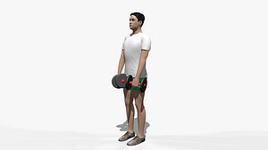 ANIMATED MAN EXERCISING STRAIGHT LEG DUMBELL DEADLIFT