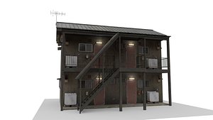 3D Old Japanese Apartment Building 3D Model Traditional Showa Apartment PBR Game Ready