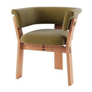 3D CB2 Klub Olive Green Velvet Dining Chair
