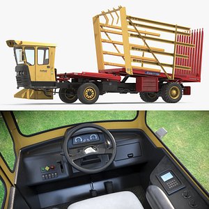3D Stackcruiser Automatic Bale Wagon Farm Vehicle Red Yellow