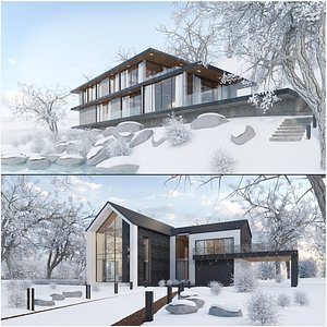 Winter House Exterior and Interior Bundle