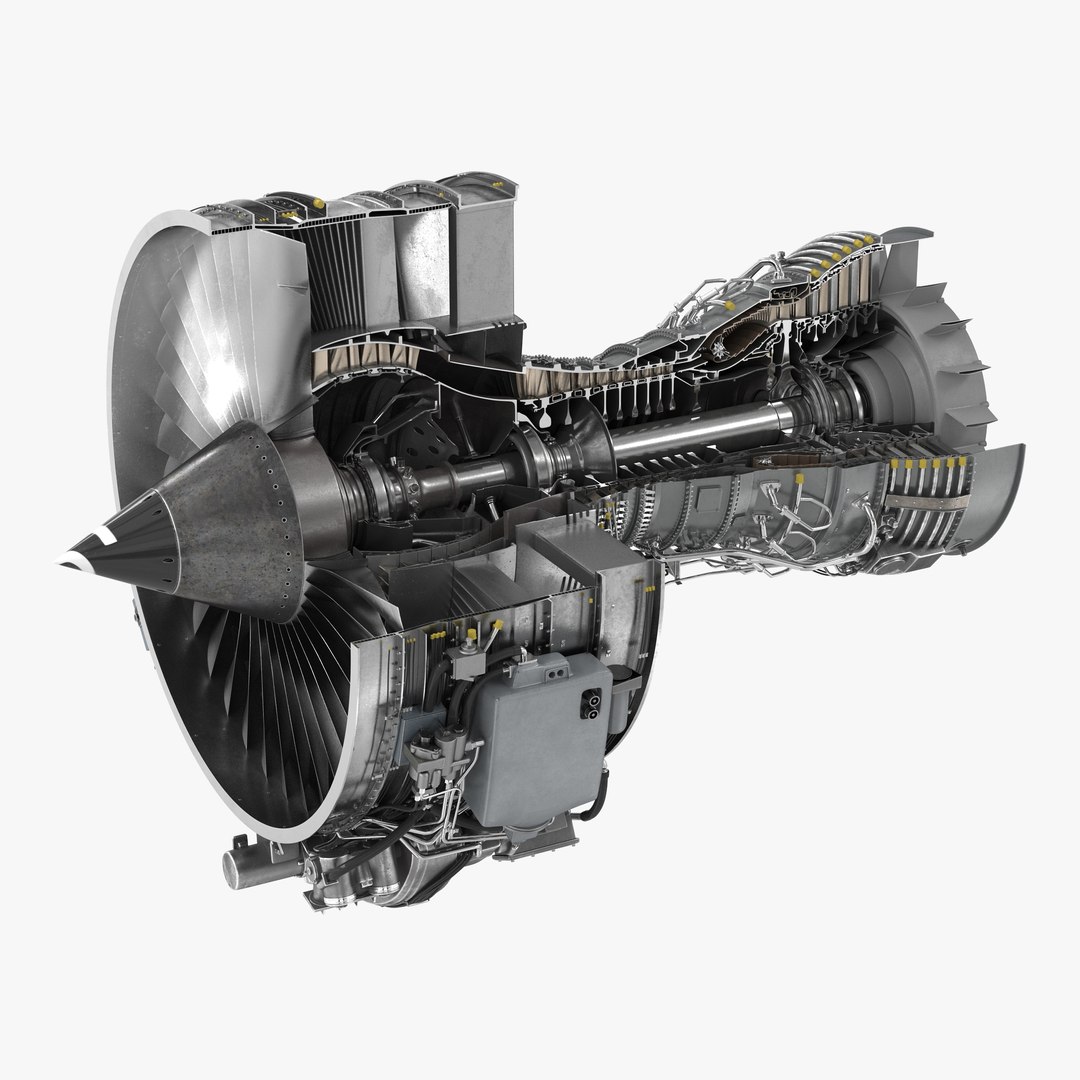 Turbofan Aircraft Engine CFM International CFM56 Sectioned 3D model preview