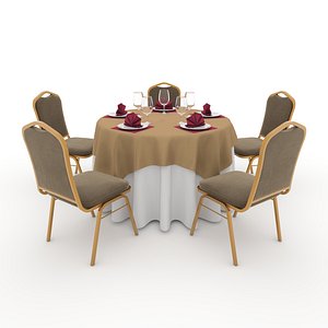 3D Banquet Table and Chair 04