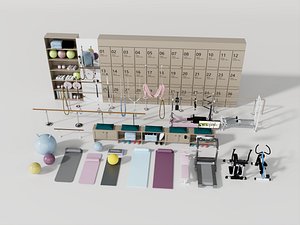 Gym Locker Room  Fitness Studio 3D