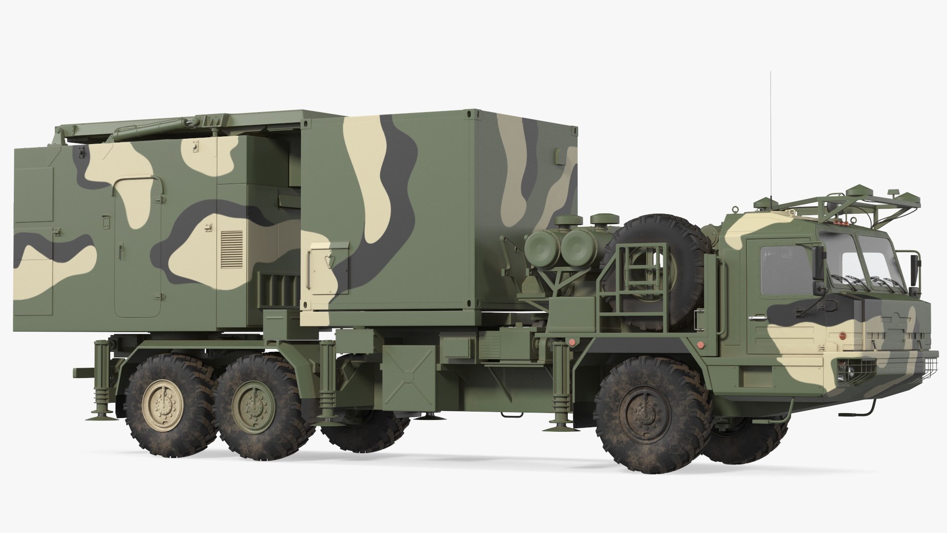 Multi Function Mobile Tracking Radar Vityaz 50R6 Camo Rigged 3D model preview