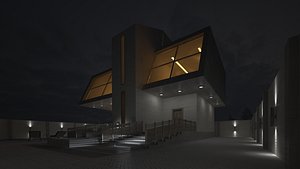 3D modern villa garden