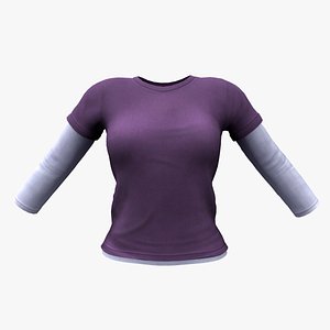3D Ladies Long Sleeve T-shirt 2in1 model