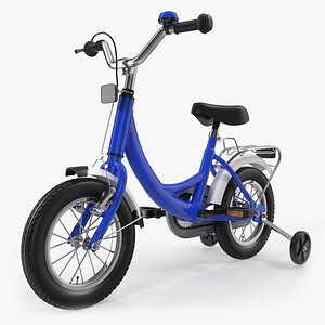 Small Kids Bike with Training Wheels Rigged 3D Model