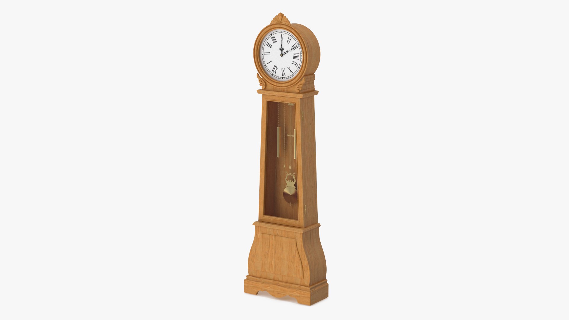 Retro Grandfather Clock Light Wood 3D model preview