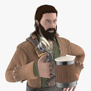 Pirate with Vintage Beer Mug