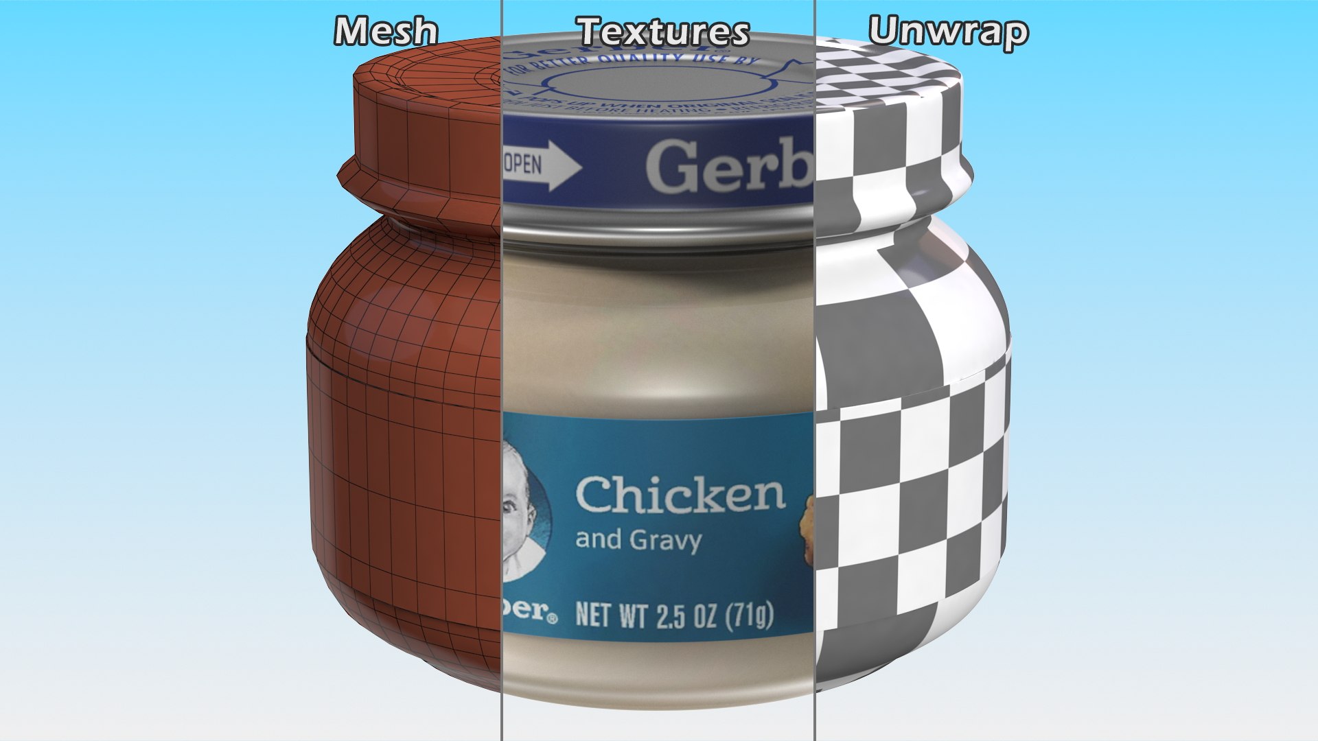 Chicken Baby Food Jar Gerber 71g 3D model https://p.turbosquid.com/ts-thumb/fr/BgvYPo/qm/chickenbabyfoodjargerber71gmb3dmodel013/jpg/1689380403/1920x1080/fit_q87/471df69204d282d90a69e208c21236a31925e7b8/chickenbabyfoodjargerber71gmb3dmodel013.jpg