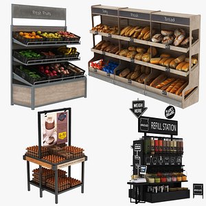 3D model Supermarket Display Collection 4 in 1